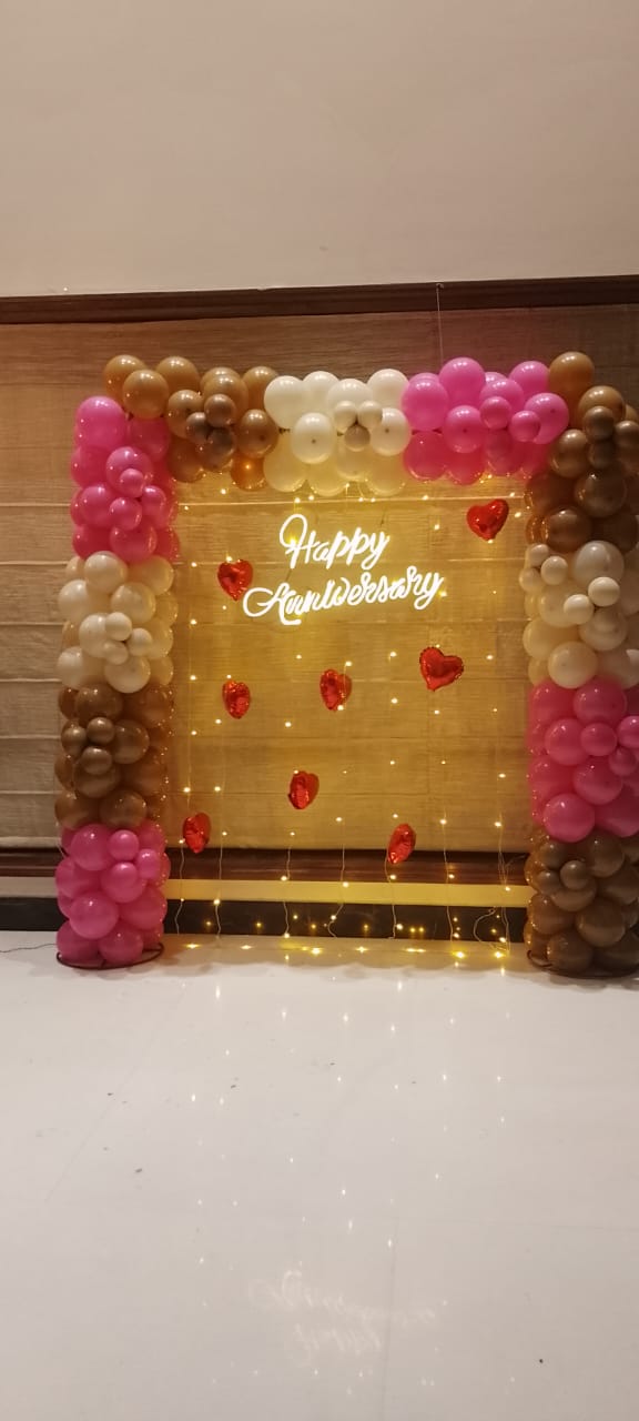 Luxury Pink & Golden Anniversary Balloon Decoration Package