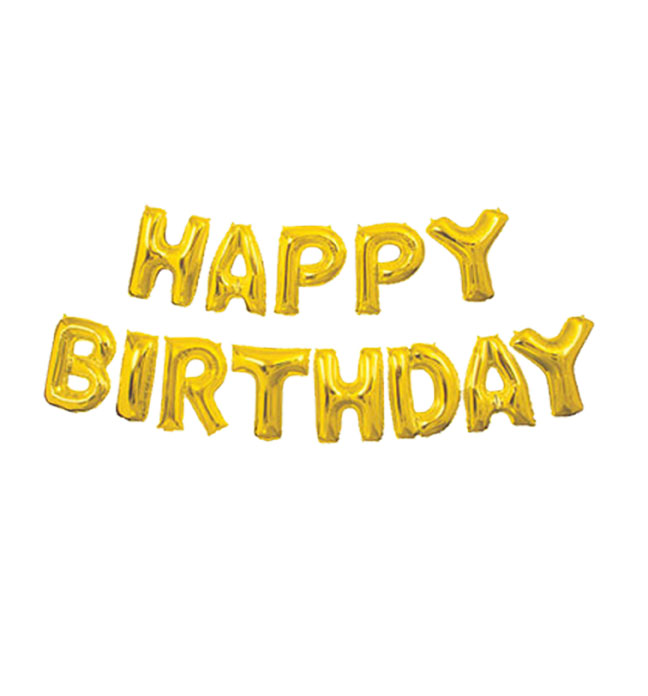 Happy Birthday Foil Balloon Gold Birthday Decoration Banner Set