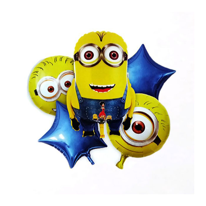 Minions 5 Pcs Foil Balloon Theme Birthday Decoration Set for Kids Party