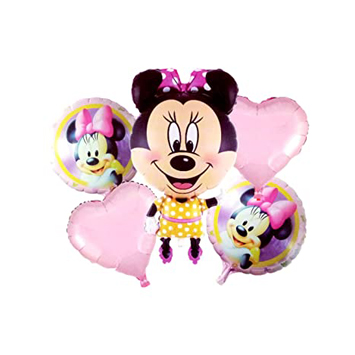 Minnie Mouse 5 Pcs Foil Balloon Theme Birthday Decoration Set for Kids Party