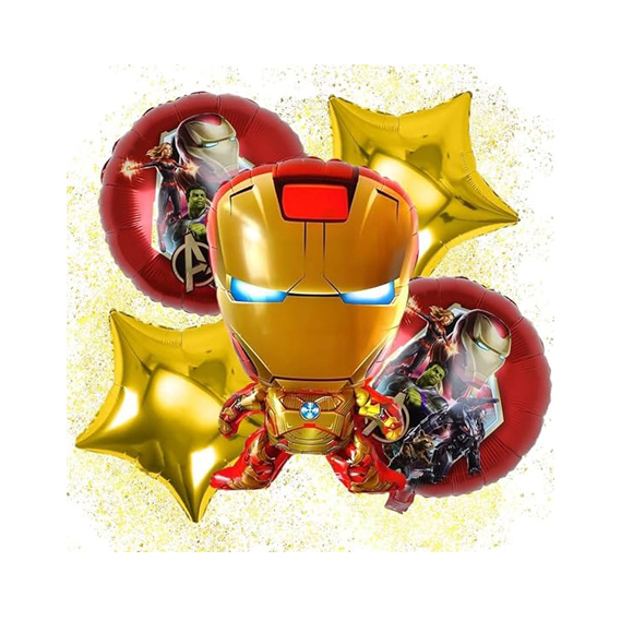 Iron Man 5 Pcs Foil Balloon Theme Birthday Decoration Set for Kids Party