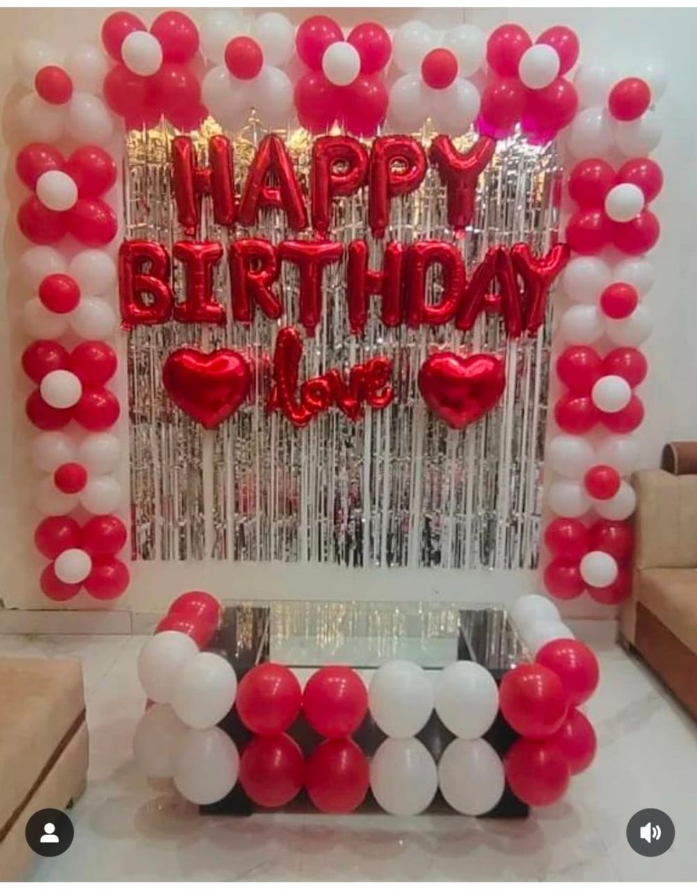 Red & White Birthday Love Balloon Decoration Package