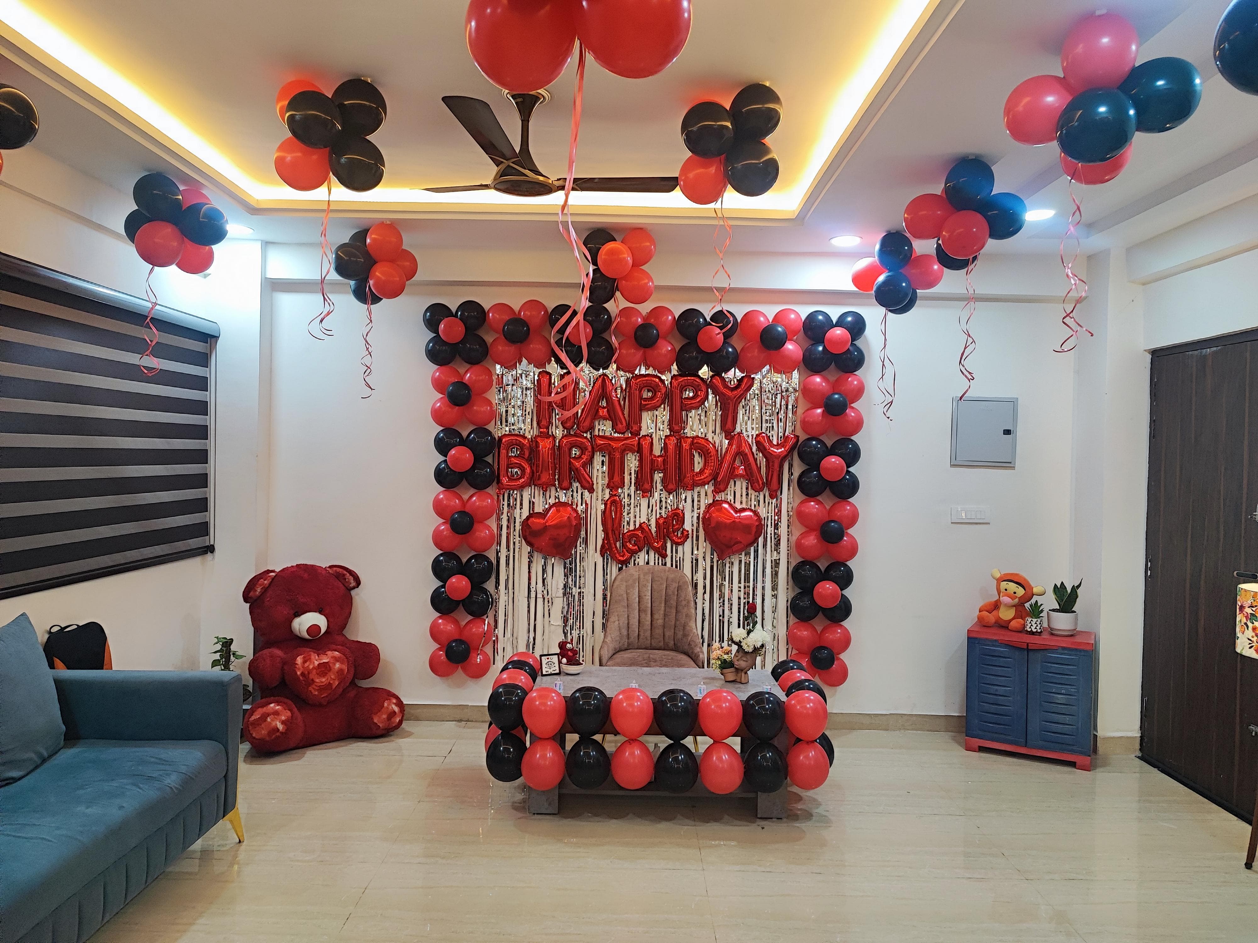 Premium Red & Black Birthday Love Balloon Decoration Package